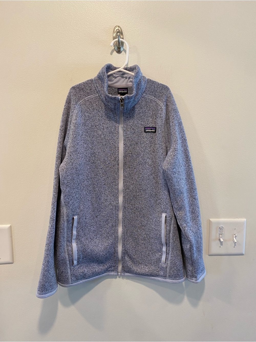 Patagonia girls better sweater fleece jacket full zip in size XL 14 purple gray